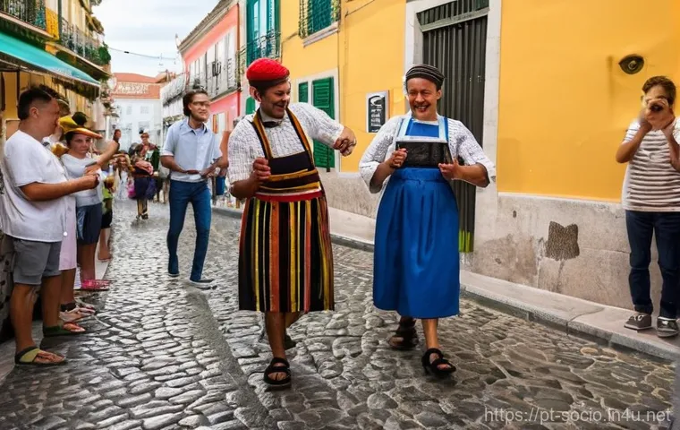 문화사회학 - **Prompt 1: The Connected Pulse of Lisbon**
    A vibrant, bustling street scene in Lisbon, Portugal...