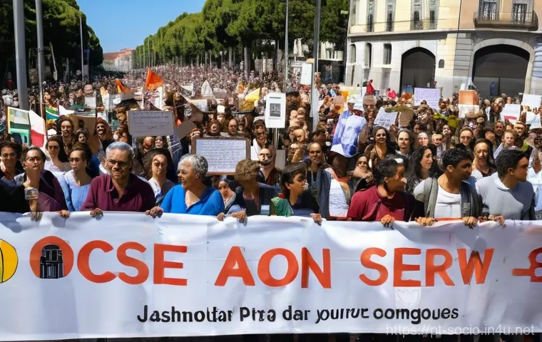 사회운동 이론 - Image Prompt 1: The Resounding Cry of "Geração à Rasca"**