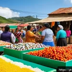 Home 23 사회적 배제와 포용 정책 - A vibrant community market scene in a Brazilian northeastern town, featuring empowered women wearing...