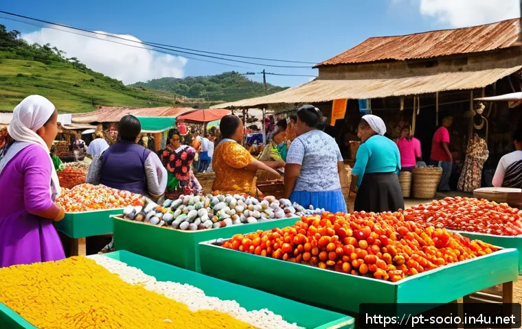 사회적 배제와 포용 정책 - A vibrant community market scene in a Brazilian northeastern town, featuring empowered women wearing...